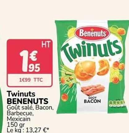Twinuts BENENUTS Goût salé, Bacon, Barbecue, Mexican 150 gr
