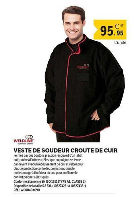 VESTE DE SOUDEUR CROUTE DE CUIR