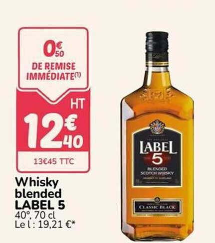 Whisky blended LABEL 5 40° 70 cl