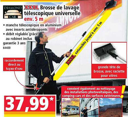 XXXL Brosse de lavage télescopique universelle env. 5 m