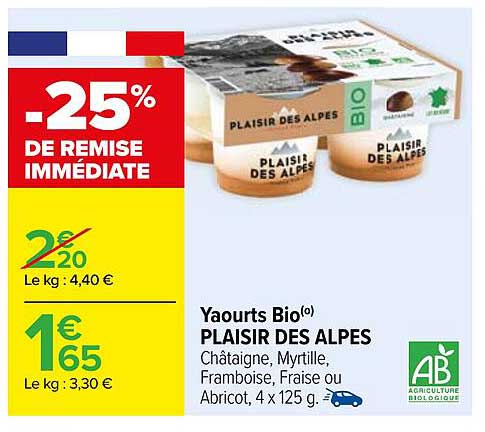 Yaourts Bio Plaisir des Alpes