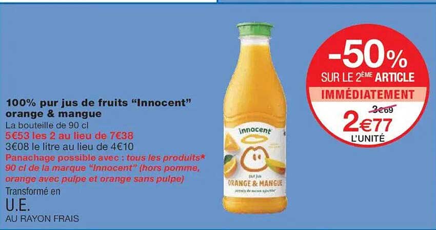 100% pur jus de fruits "Innocent" orange & mangue