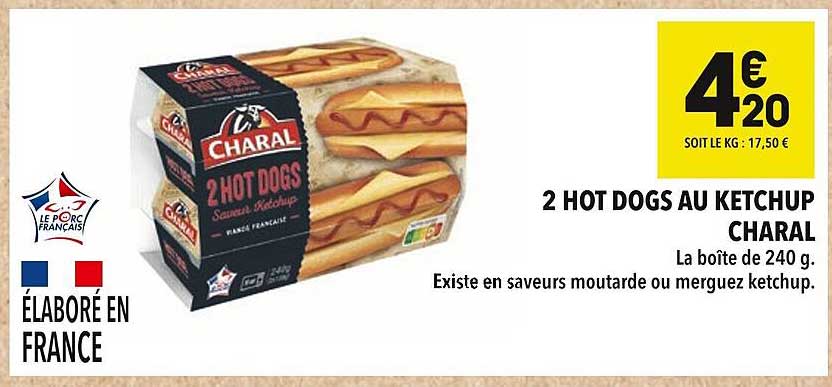 2 HOT DOGS AU KETCHUP CHARAL