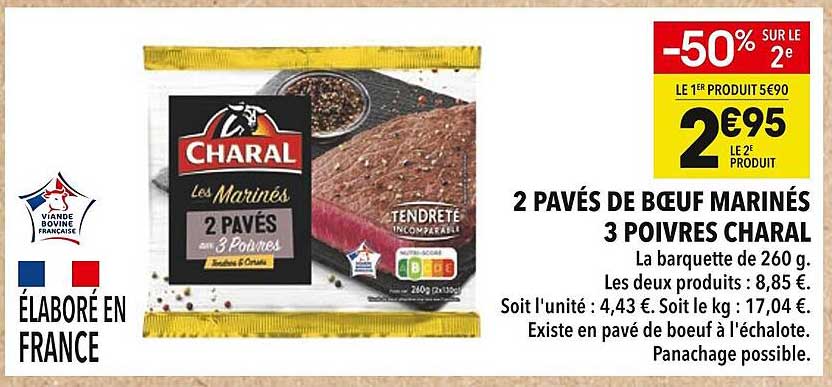 2 Pavés de BŒuf Mariné 3 Poivres Charal