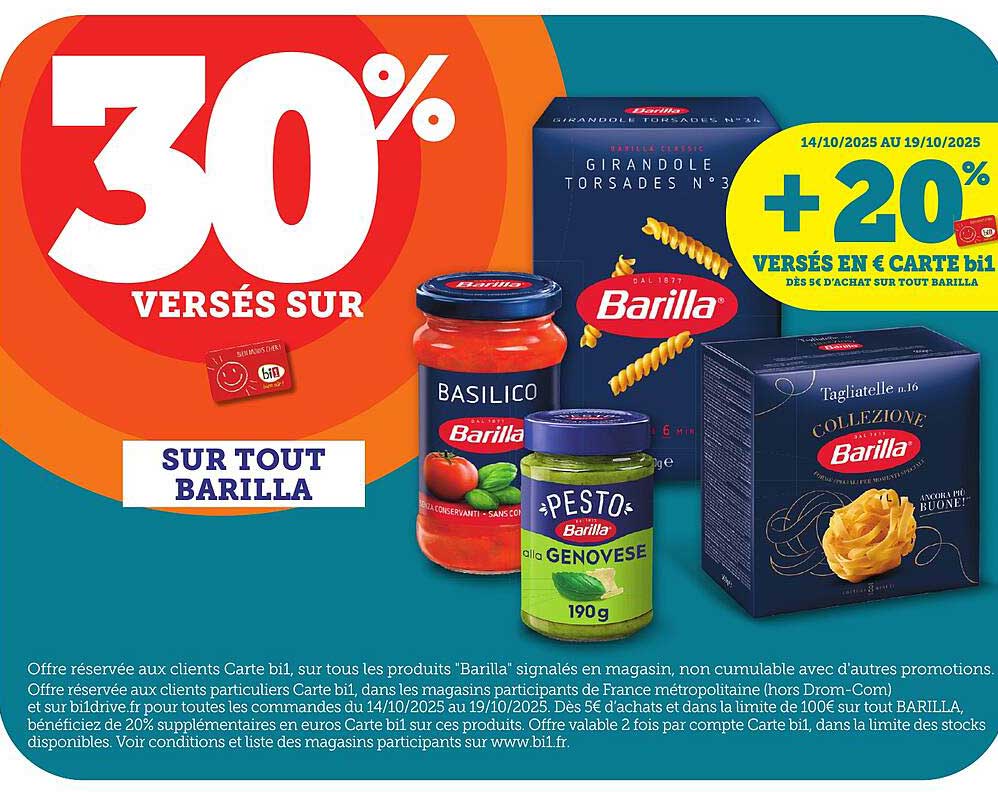 30% VERSÉS SUR TOUT BARILLA