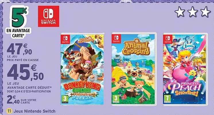 5% en avantage carte sur les jeux Nintendo Switch