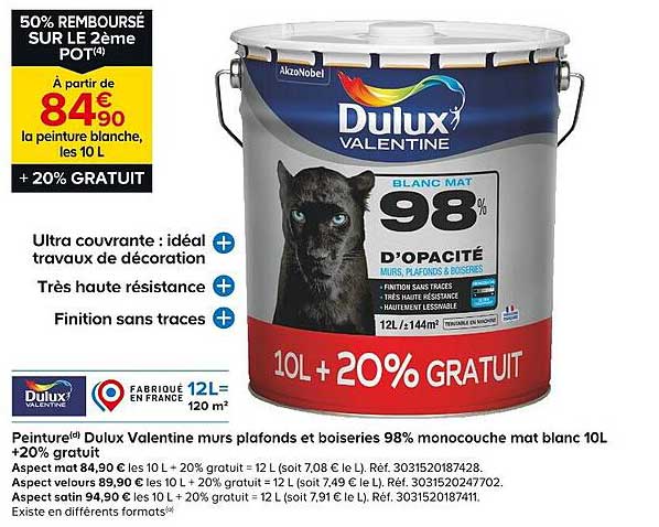 50% REMBOURSÉ SUR LE 2ème POT*