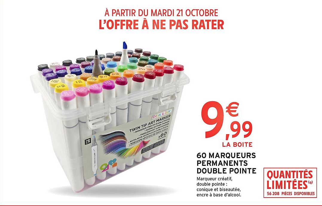 60 MARQUEURS PERMANENTS DOUBLE POINTE