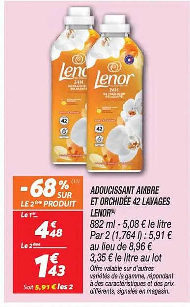 ADOUCISSANT AMBRE ET ORCHIDÉE 42 LAVAGES LENOR®