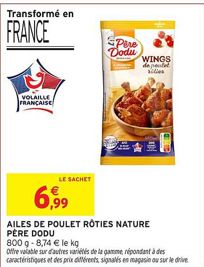 AILES DE POULET RÔTIES NATURE PÈRE DODU
