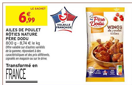 AILES DE POULET RÔTIES NATURE PÈRE DODU
