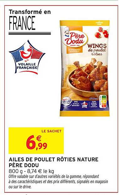 AILES DE POULET RÔTIES NATURE PÈRE DODU