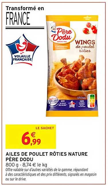 AILES DE POULET RÔTIES NATURE PÈRE DODU