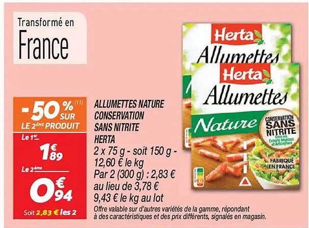 ALLUMETTES NATURE CONSERVATION SANS NITRITE HERTA