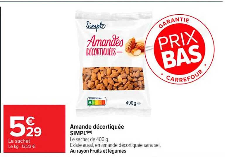 Amande décortiquée SIMPL' (400 g)