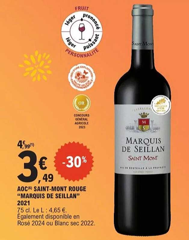 AOC® SAINT-MONT ROUGE "MARQUIS DE SEILLAN" 2021