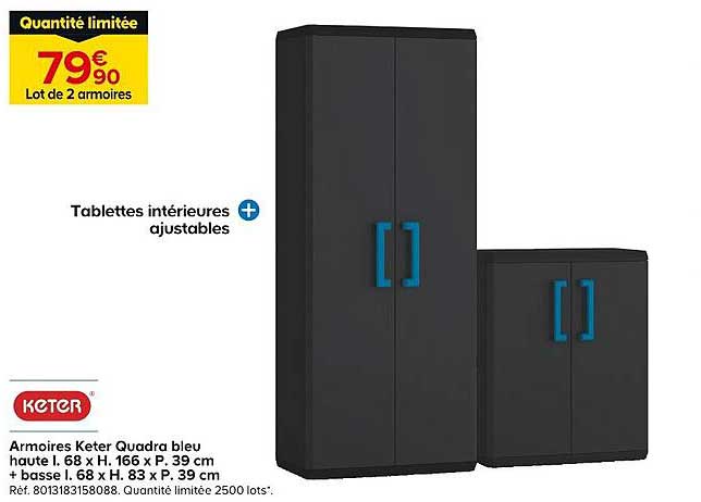 Armoire Keter Quadra bleu haute
