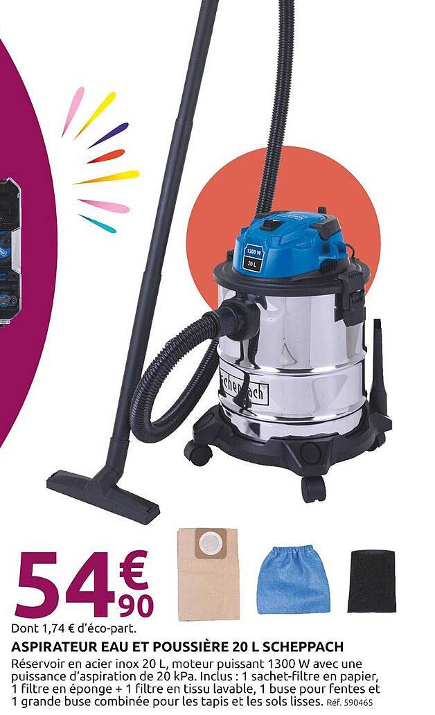 ASPIRATEUR EAU ET POUSSIÈRE 20 L SCHEPPACH