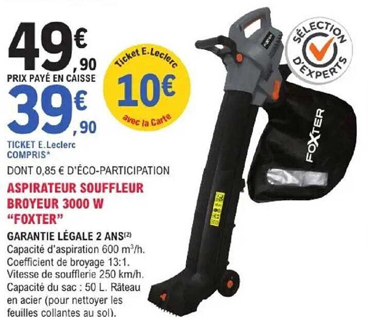 ASPIRATEUR SOUFFLEUR BROYEUR 3000 W "FOXTER"
