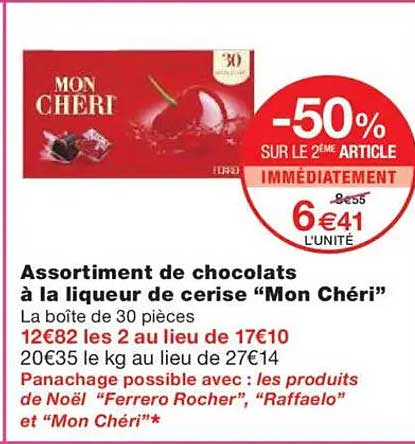 Assortiment de chocolats à la liqueur de cerise "Mon Chéri"