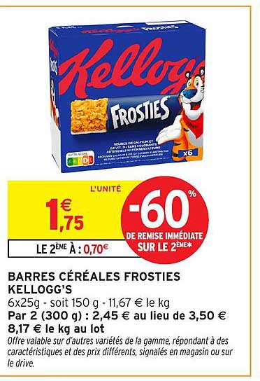 BARRES CÉRÉALES FROSTIES KELLOGG'S