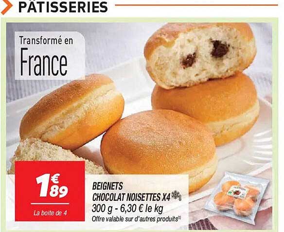 BEIGNETS CHOCOLAT NOISETTES X4