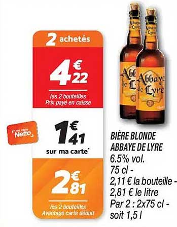 BIÈRE BLONDE ABBAYE DE LYRE