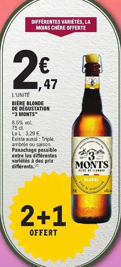 BIÈRE BLONDE DE DÉGUSTATION "3 MONTS"