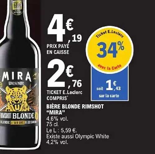 BIÈRE BLONDE RIMSHOT "MIRA"