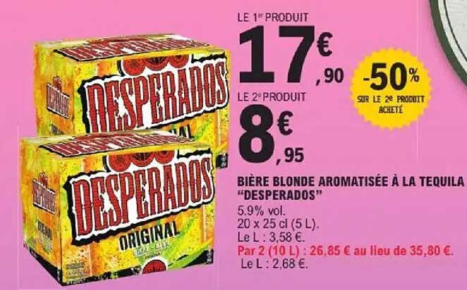 BIERRE BLONDE AROMATISÉE À LA TEQUILA “DESPERADOS”