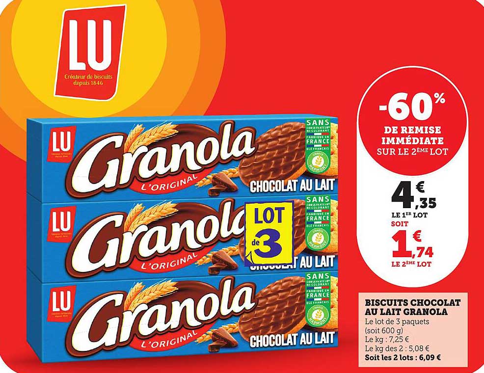 BISCUITS CHOCOLAT AU LAIT GRANOLA