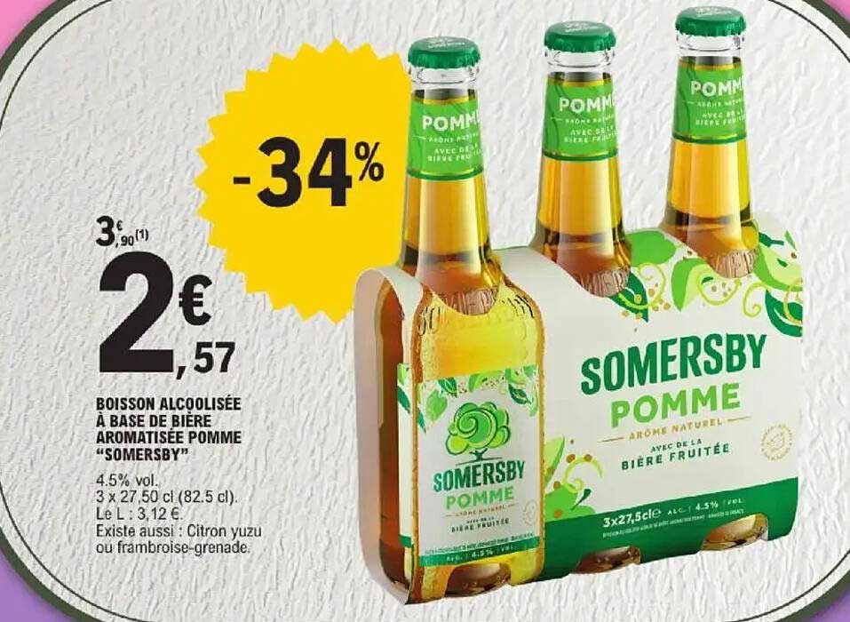 BOISSON ALCOOLISÉE À BASE DE BIÈRE AROMATISÉE POMME "SOMERSBY"