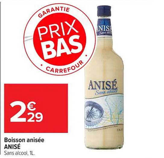 Boisson anisée ANISÉ Sans alcool, 1L