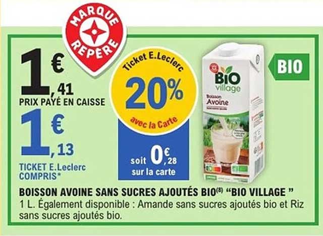 Boisson Avoine Sans Sucre Ajoutés Bio "BIO VILLAGE"