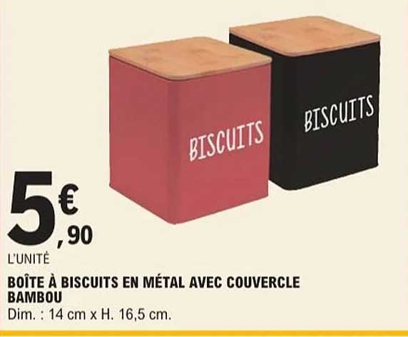 Boîte à biscuits en métal avec couvercle bambou