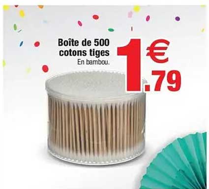 Boîte de 500 cotons tiges en bambou