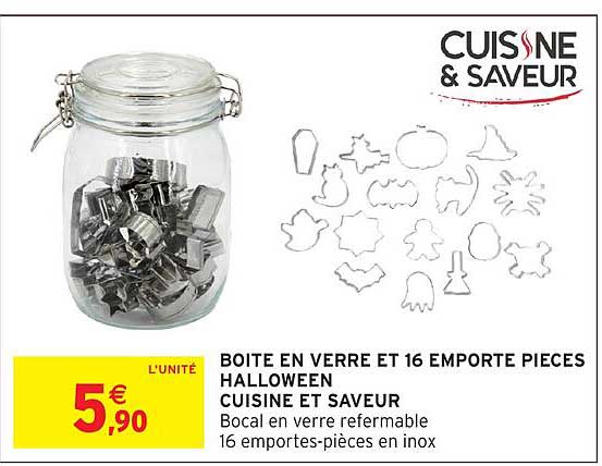 BOITE EN VERRE ET 16 EMPORTE PIECES HALLOWEEN