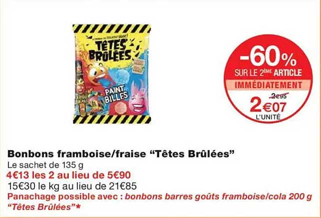 Bonbons framboise/fraise “Têtes Brûlées”