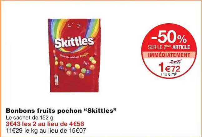Bonbons fruits pochon "Skittles"