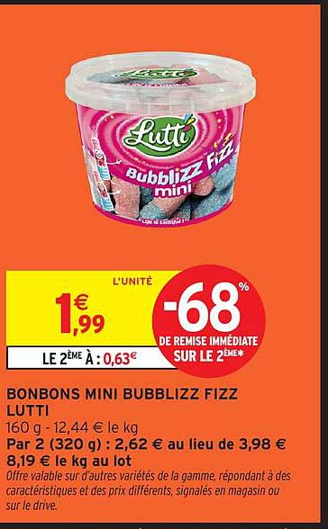 BONBONS MINI BUBBLIZZ FIZZ LUTTI