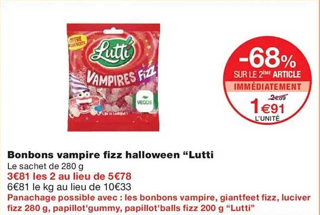 Bonbons vampire fizz halloween "Lutti"