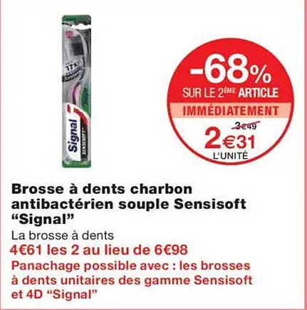 Brosse à dents charbon antibactérien souple SensoSoft "Signal"