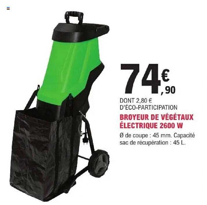 BROYEUR DE VÉGÉTAUX ÉLECTRIQUE 2600 W