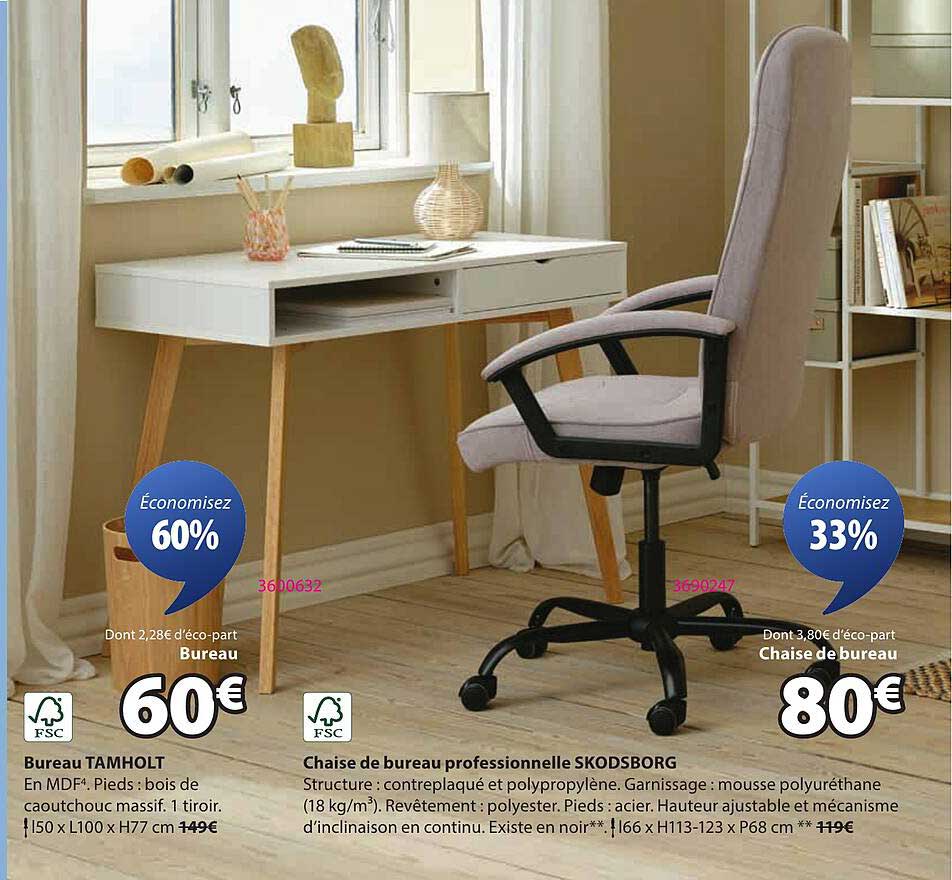 Bureau TAMHOLT et Chaise de bureau SKODSBORG