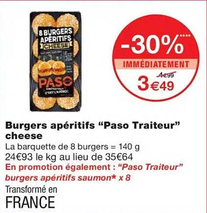 Burgers apéritifs "Paso Traiteur" cheese
