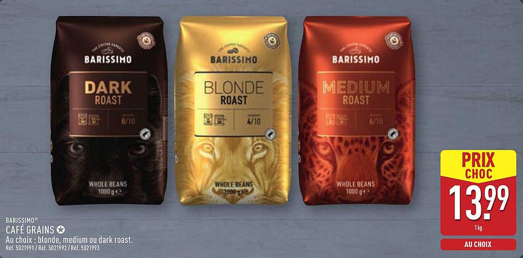 Café Grains BARISSIMO au choix : blonde, medium ou dark roast.