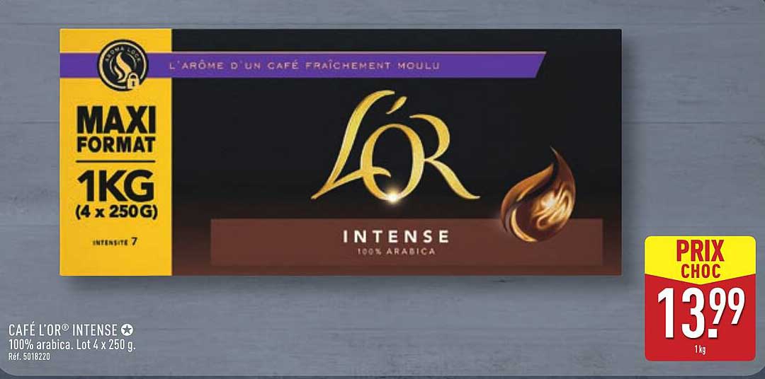 CAFÉ L'OR® INTENSE 100% arabica. Lot 4 x 250 g.
