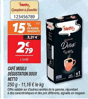 Café moulu Dégustation Doux Netto