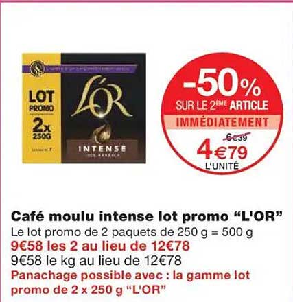 Café moulu intense lot promo “L'OR”