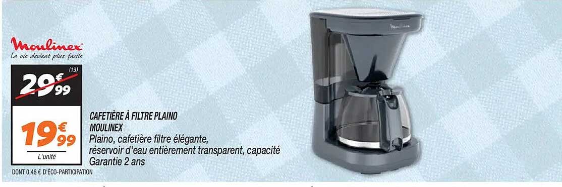 CAFETIÈRE À FILTRE PLAINO MOULINEX